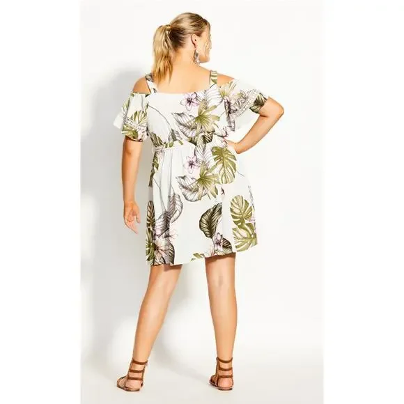 Size: 16 / S - NWT City Chic Women Cold Shoulder Floral Playsuit Romper Plus - Picture 2 of 5